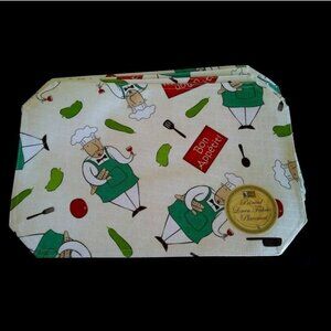 Printed Linen Fabric Placemats, set of 4, Chef Bon Appetit French Paris decor